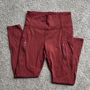 Athleta Rainier Tight High-Waisted Rust Leggings with Pockets Women’s Small